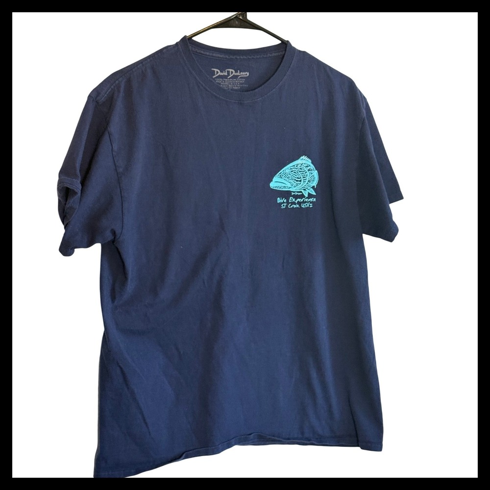 David Dunleavy Mens St Croix USVI Dive Experience Fish Graphic T-Shirt Navy L